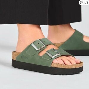 Birkenstock Arizona Platform Nubuck Leather Sandals